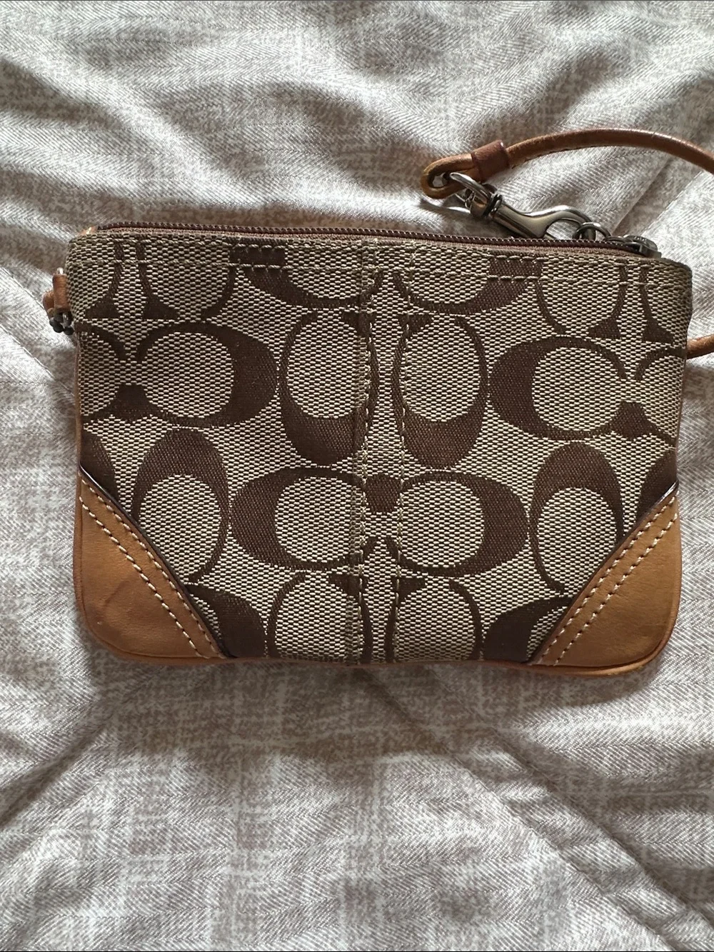 Coach Brown/Tan Signature Canvas Wristlet